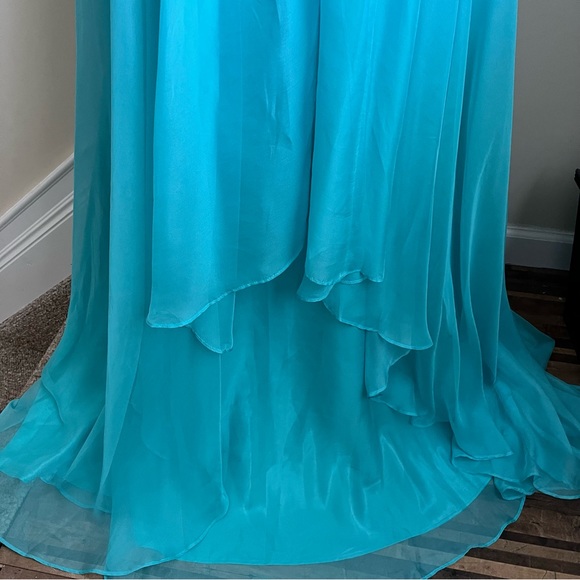 EVA USA Strapless Embellished Floor Length Gown Turquoise Sz M - Picture 6 of 16